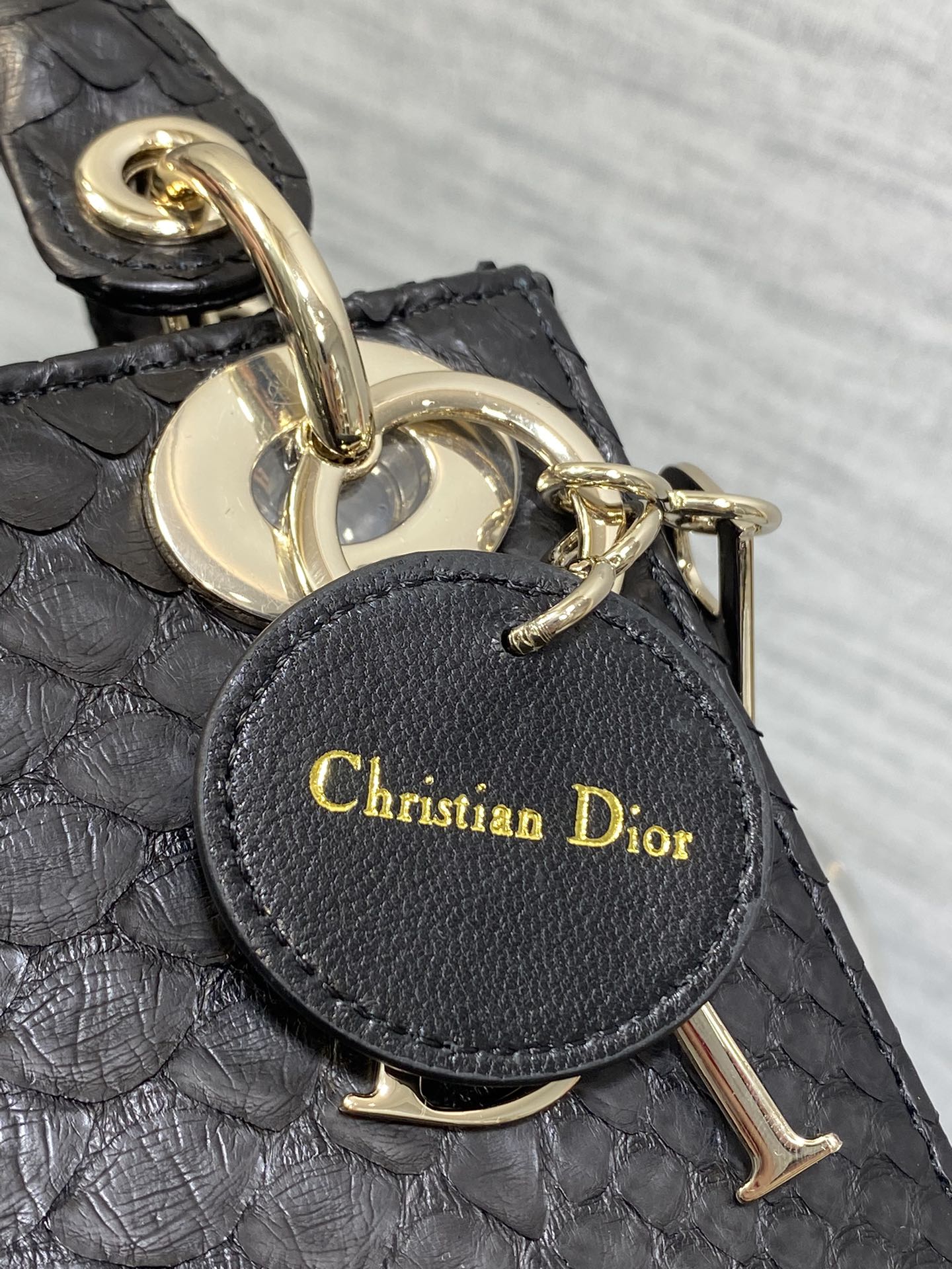Dior Lady three-grid rare snakeskin Princess Diana bag