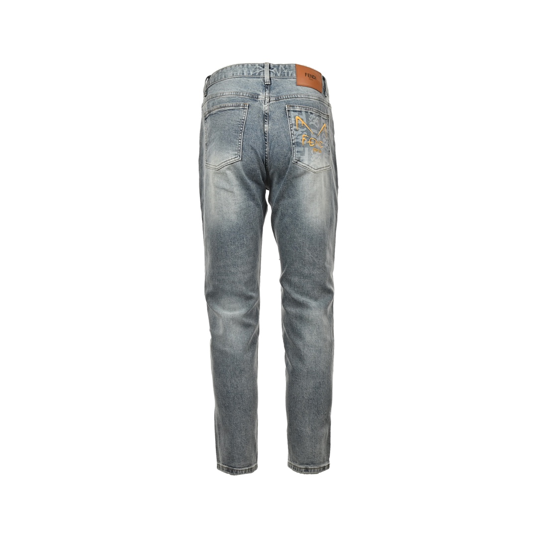 Fendi 23Fw monster eyes embroidered jeans