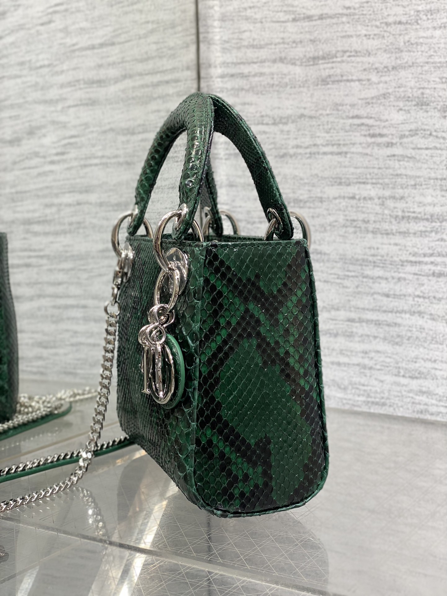 Dior Lady three-grid rare snakeskin Princess Diana bag