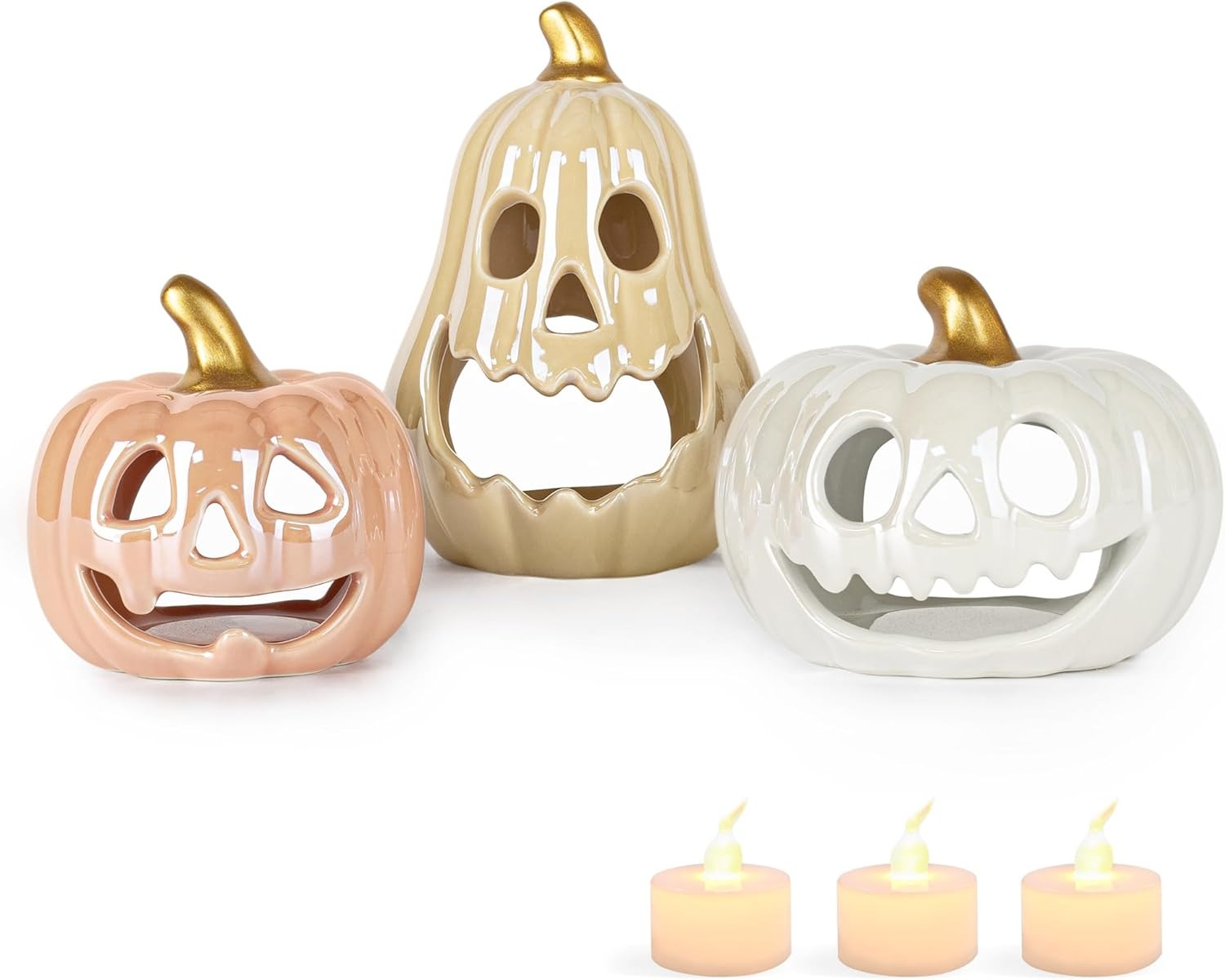 ✨Flash Sale✨Ceramic Pumpkin with 3 Tea Lights