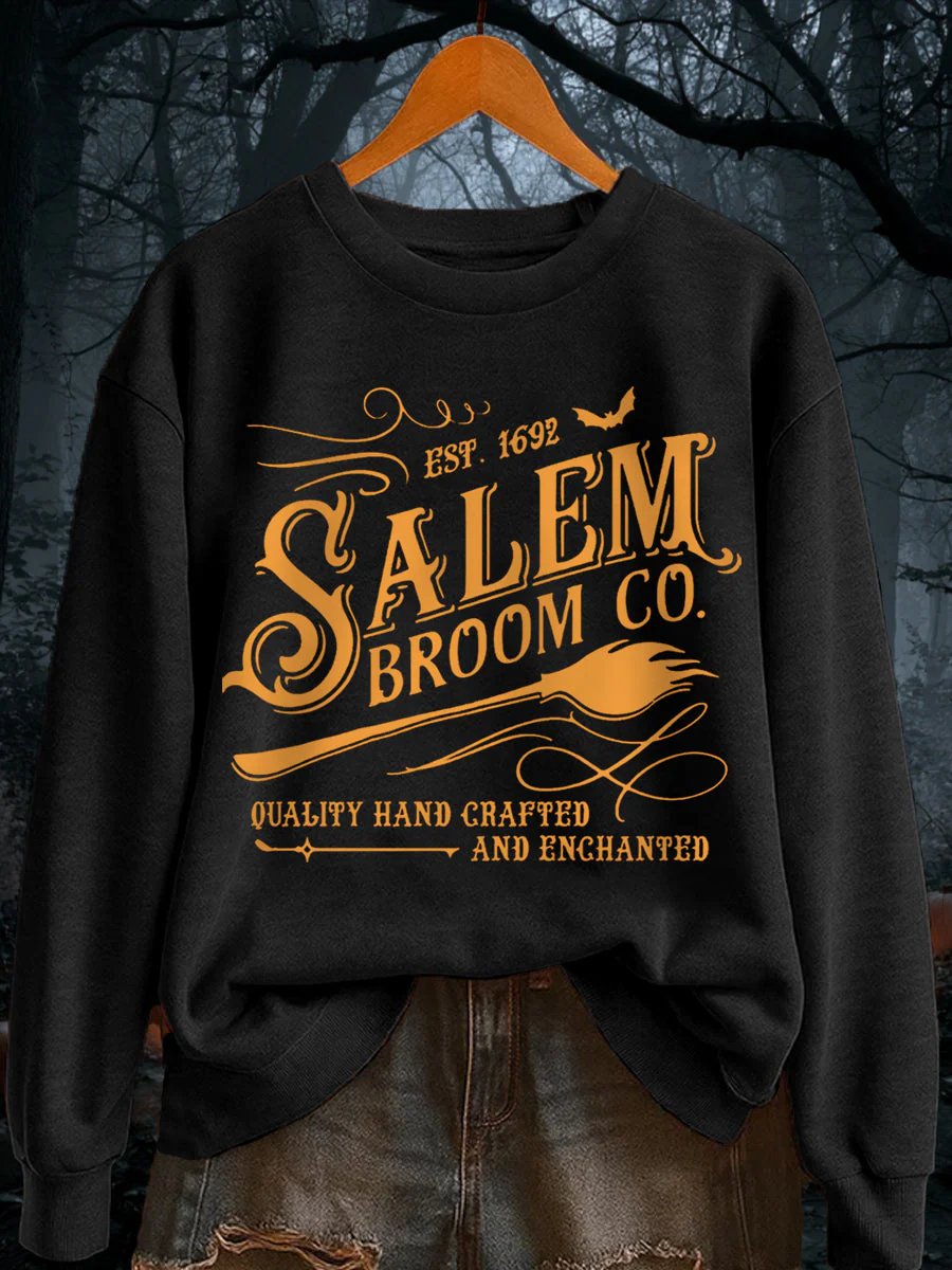 🔥Buy 3 Get 10% Off🔥Women's Funny Halloween Witch Salem Broom Co Est.1692 Casual Sweatshirt
