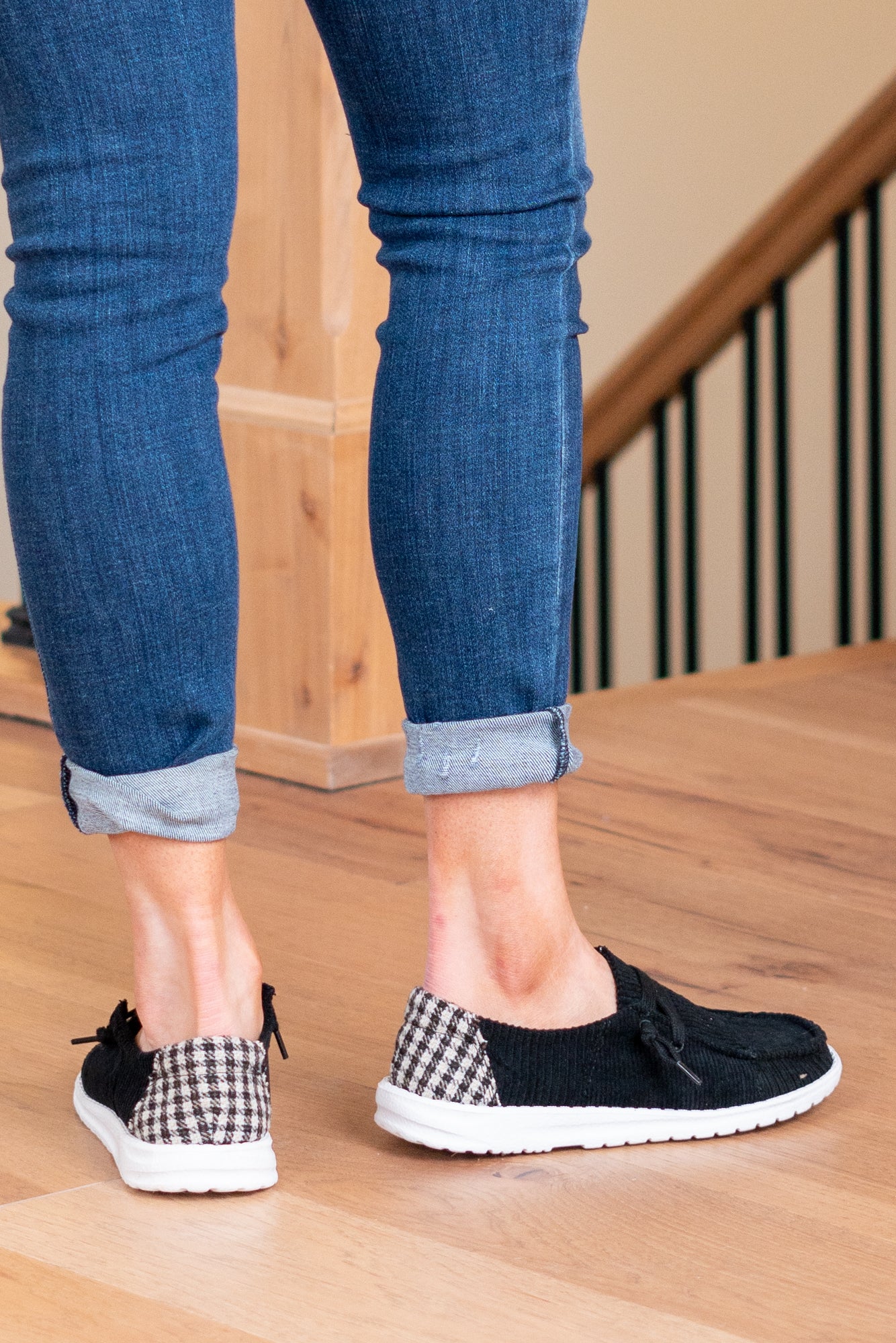 Prep Plaid Boat Shoes - Black