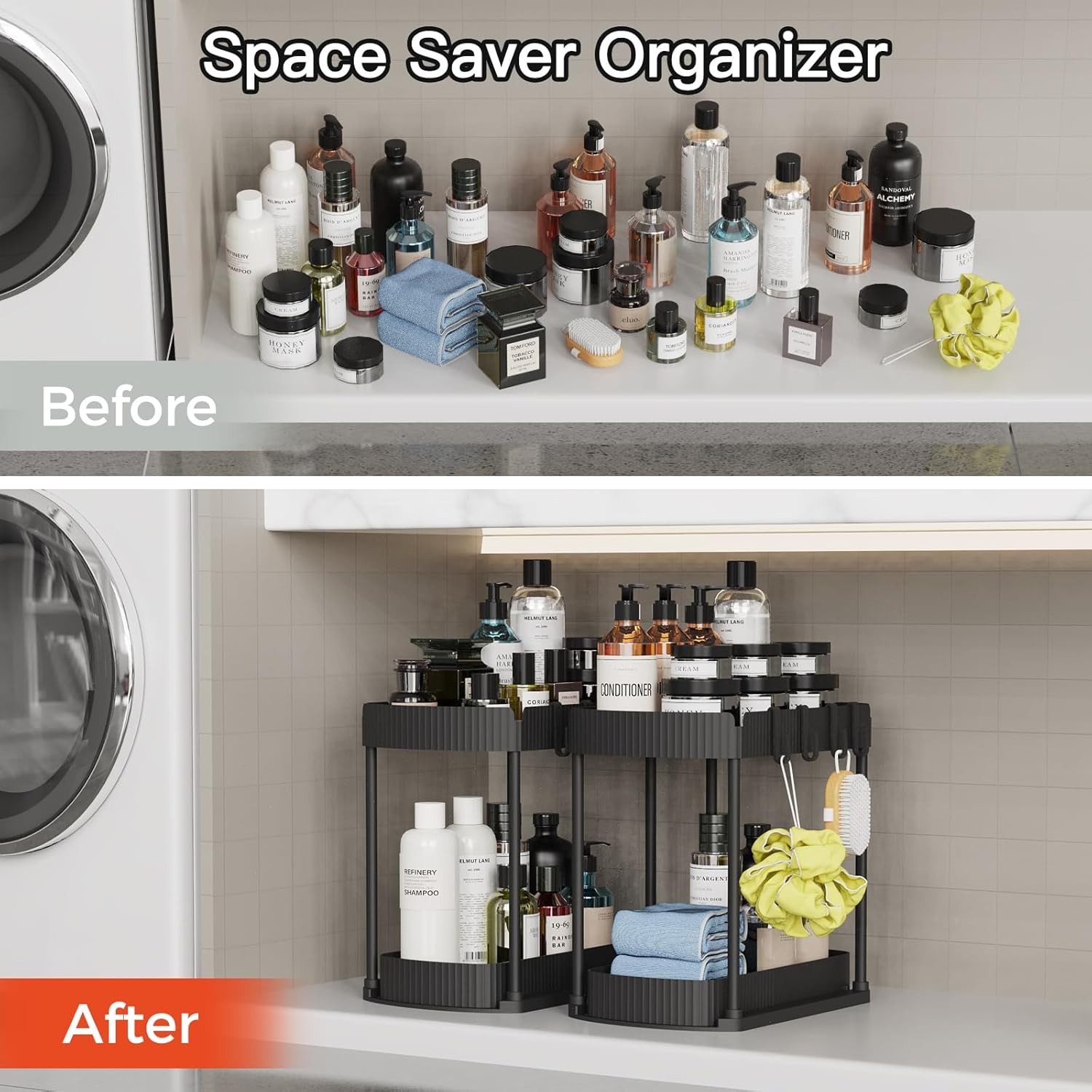 🔥2025 ON SALE🔥New under-sink balcony laundry sink with wave-shaped storage rack - no drilling required