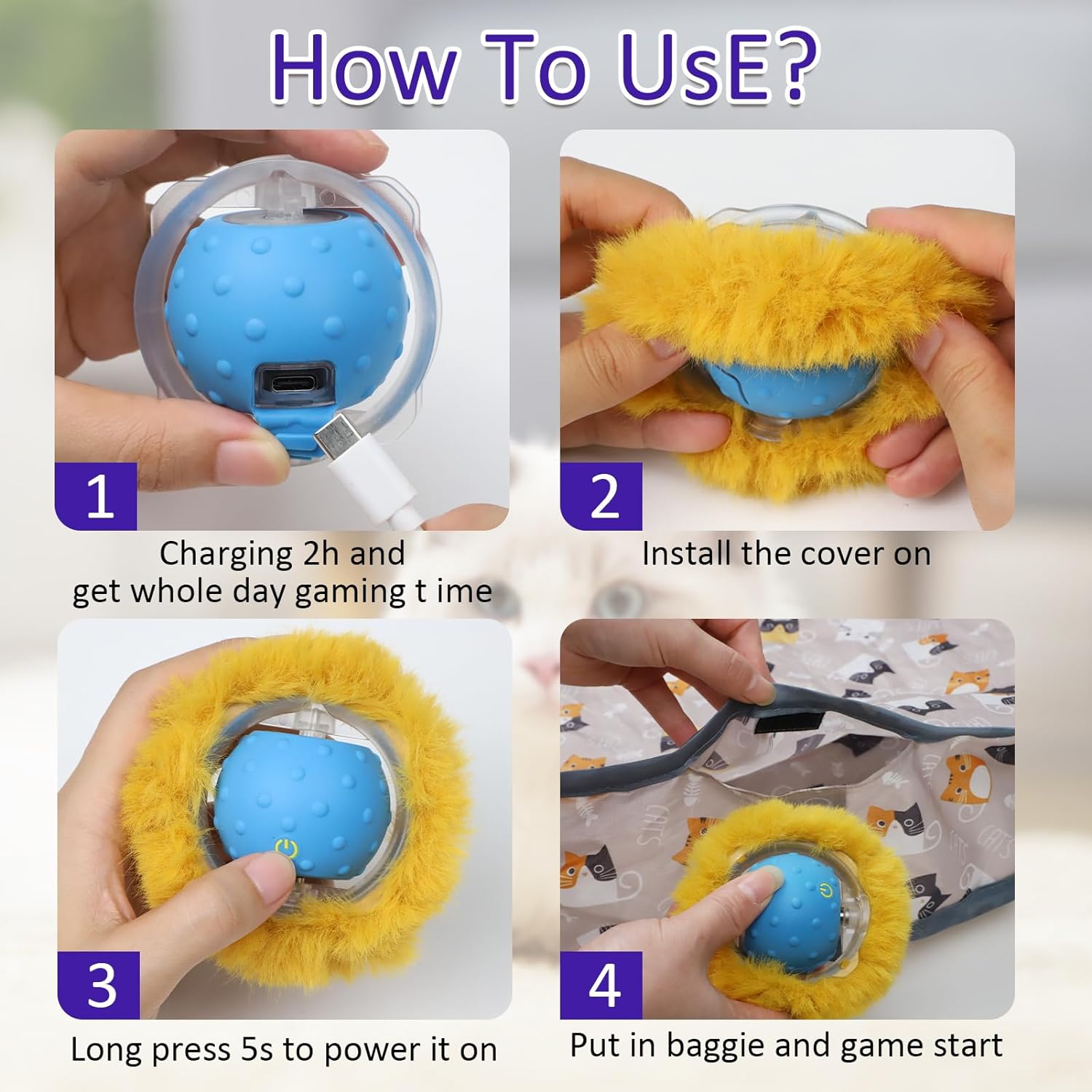 🔥Last Day Low Price in History🔥Interactive Cat Toys Ball Fast Rolling in Pouch