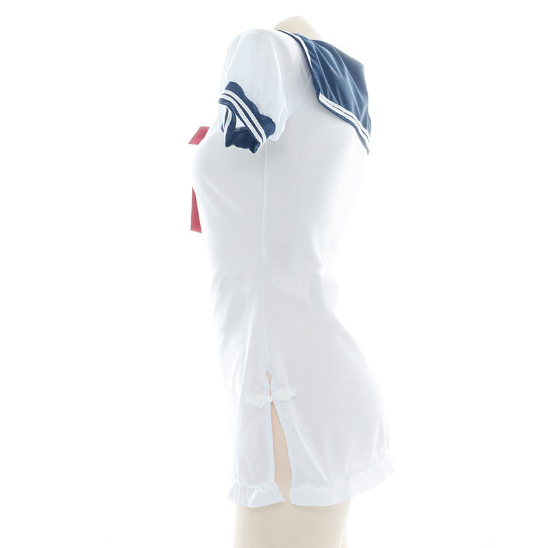 Bow Knot Sailor Collar Lace Up Split Lingerie Dress