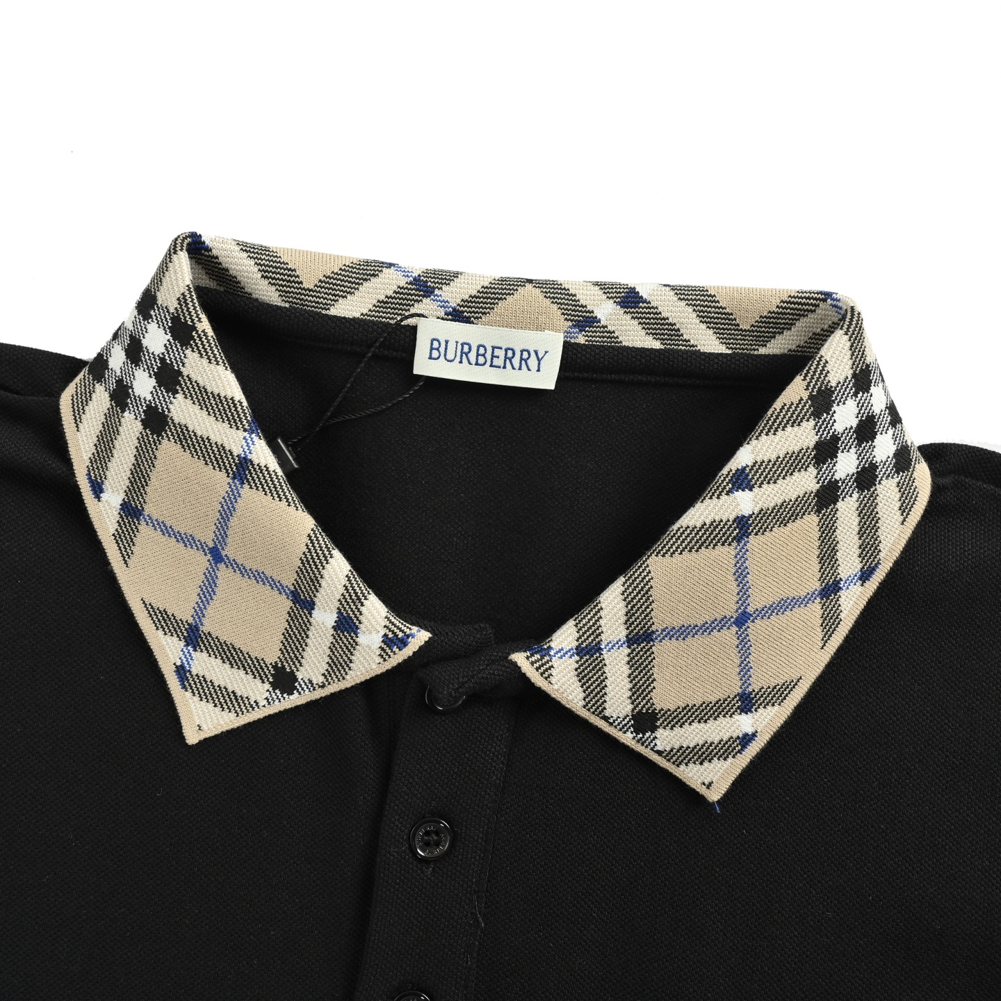 Burberry 25ss check lapel warhorse embroidered Polo short sleeve