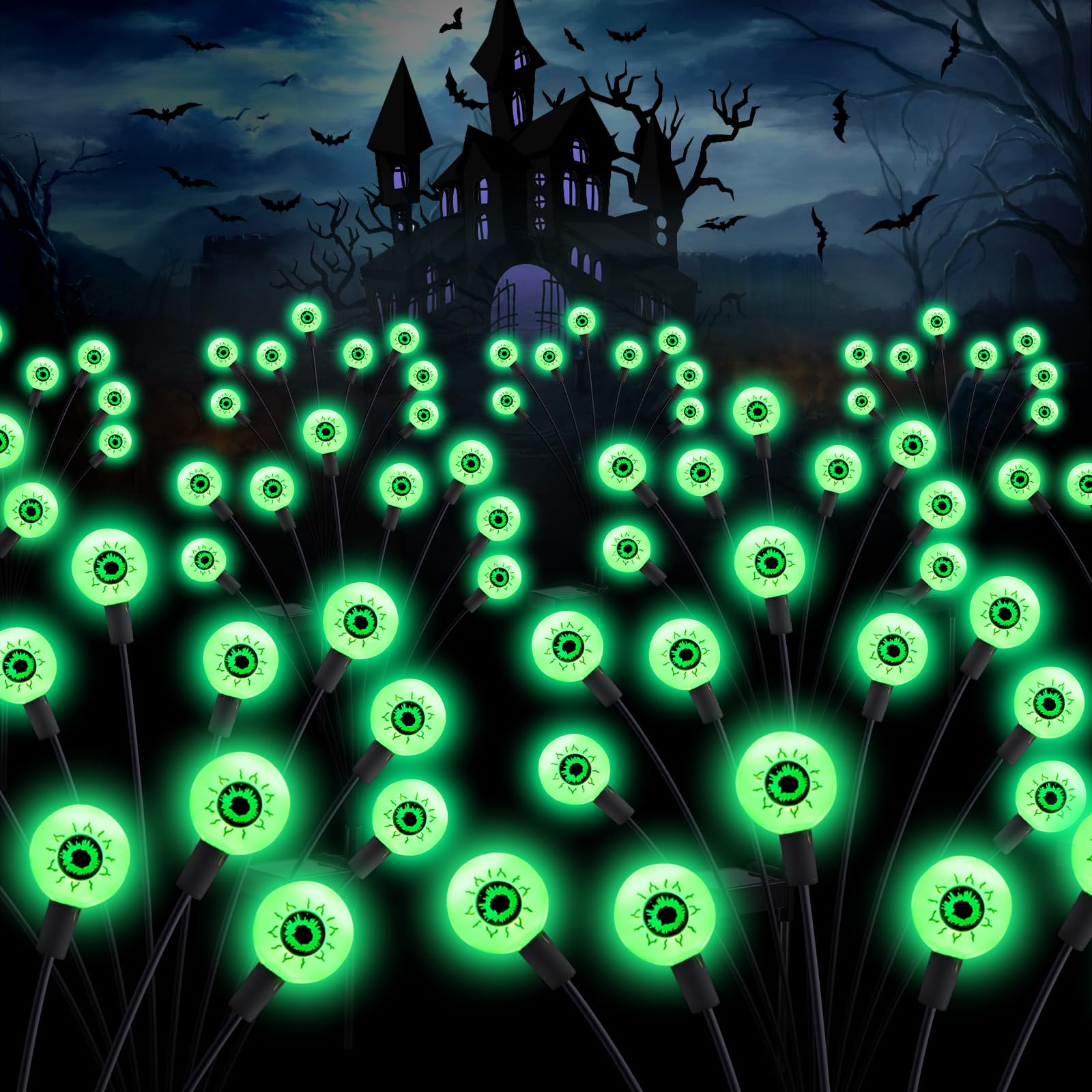 💥ON SALE💥6 LED Green Solar Scary Swaying Eyeball Firefly Lights Waterproof ✨