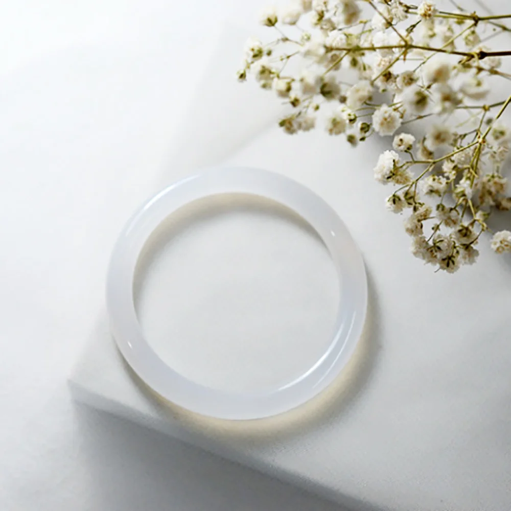 Ice White Jade Bangle Natural Chalcedony 8mm Round Women's Bracelets Fine Jewelry Accessories Gifts For Girlfriend Free shipping