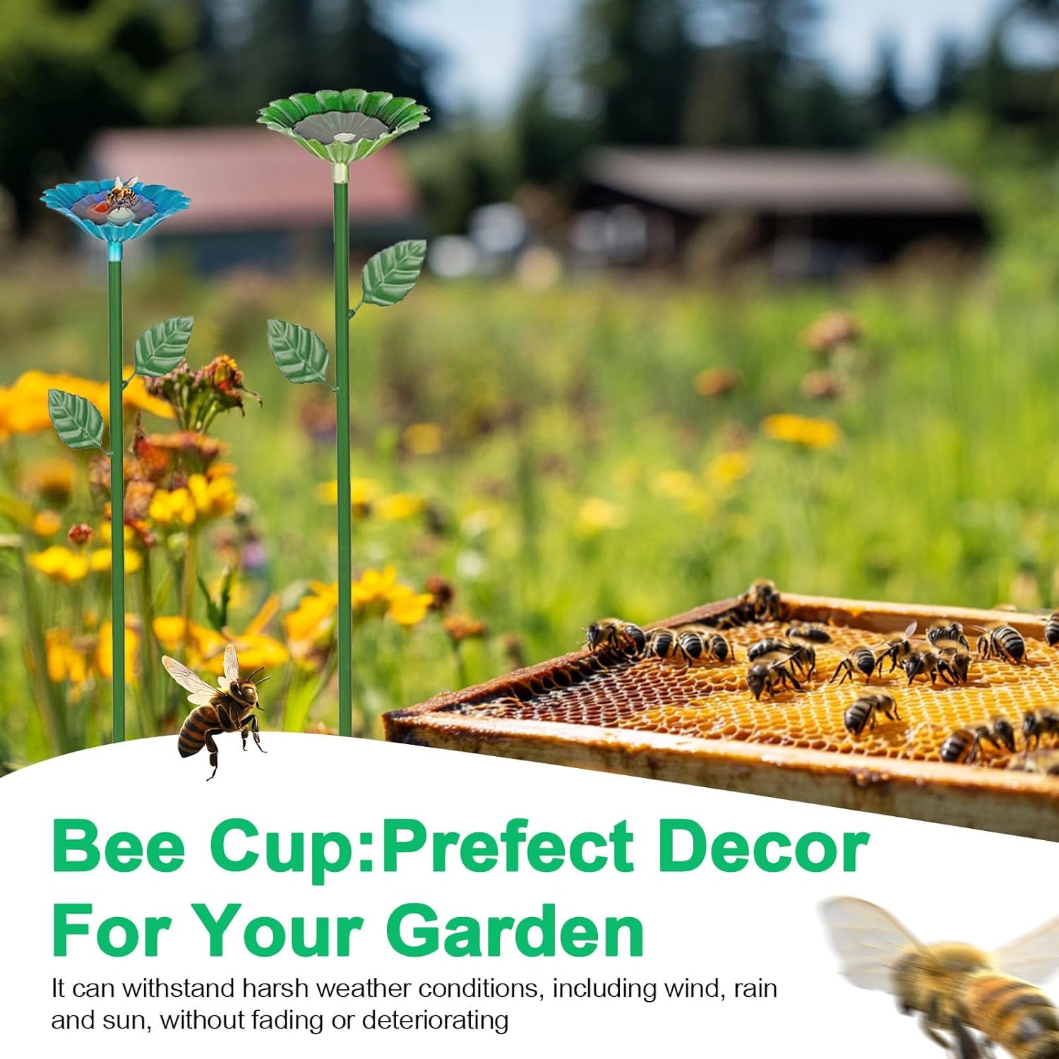 🔥ON SALE 59% OFF🔥Bee Butterfly Hummingbird Watering Station Colorful Flower Design Water Feeder