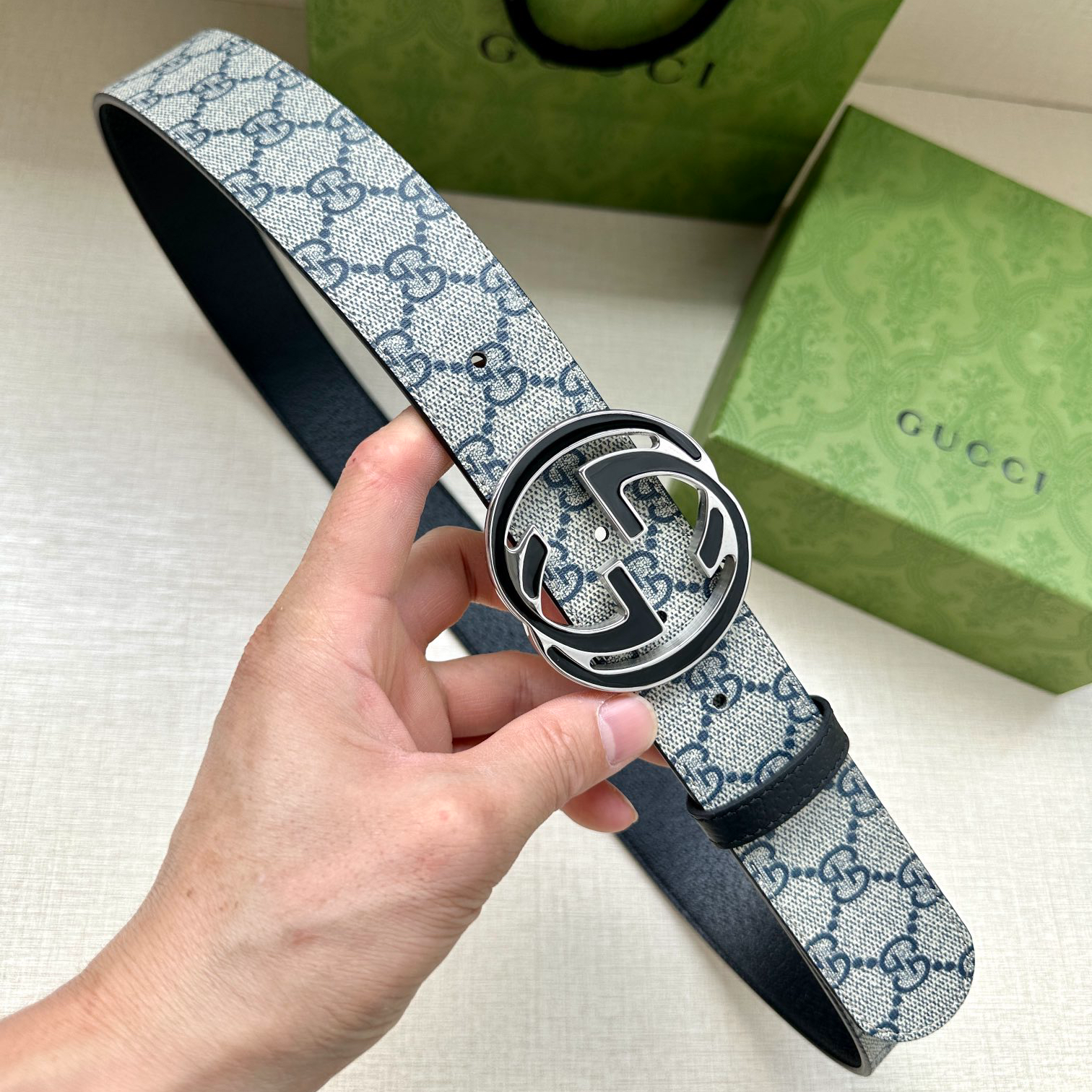 Gucci Marmont printed leather belt 3.8cm wide