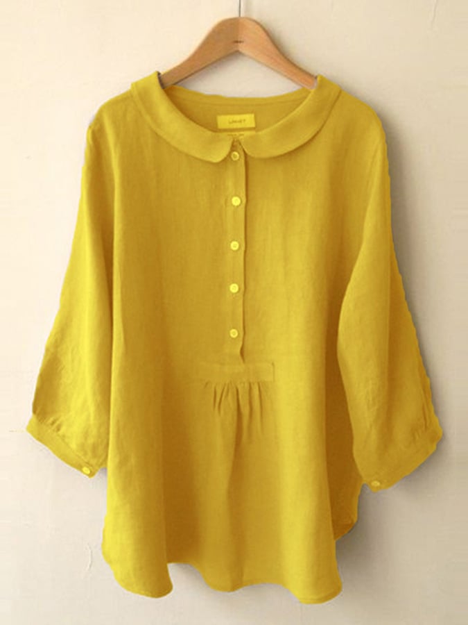 Women's Solid Color Lapel Loose Casual Shirt