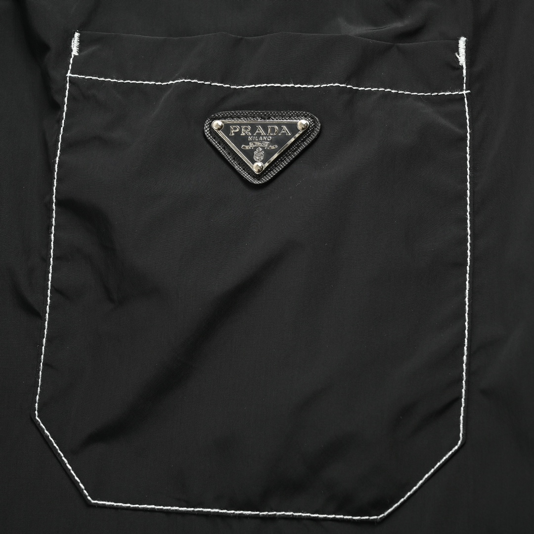 Prada 23ss nylon shorts with exposed triangle logo