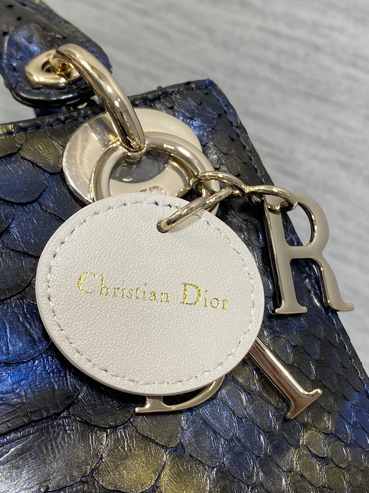 Dior Lady three-grid rare snakeskin Princess Diana bag