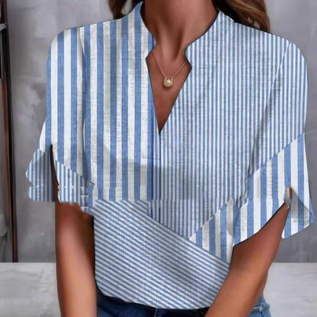 Women's V-Neck Half Sleeve Digital Printed Top T-shirt