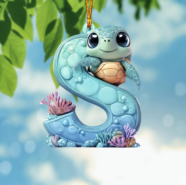 Cute Turtle Letter Shaped Ornament