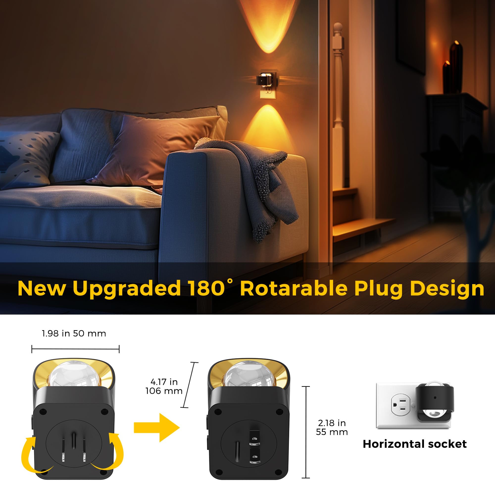 🌙 180° Rotating LED Night Light – Plug-in Wall Light💡✨