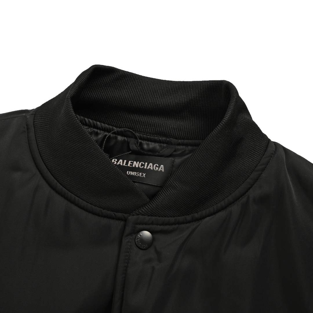 Balenciaga 24Fw English lettering embroidered baseball flight quilted jacket