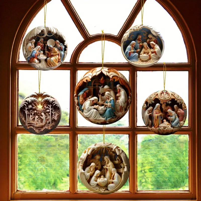 ON SALE🔥6Pcs/Set 3D Effect Double-Sided Nativity Scene Wooden Decoration -Buy 4 Sets Free Shipping