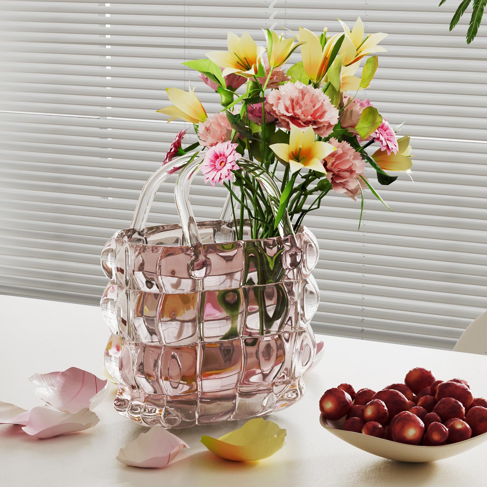 Elegant Handbag Vase for Exquisite Decor, Unique Glass Bag Vase with Fish Bowl Design