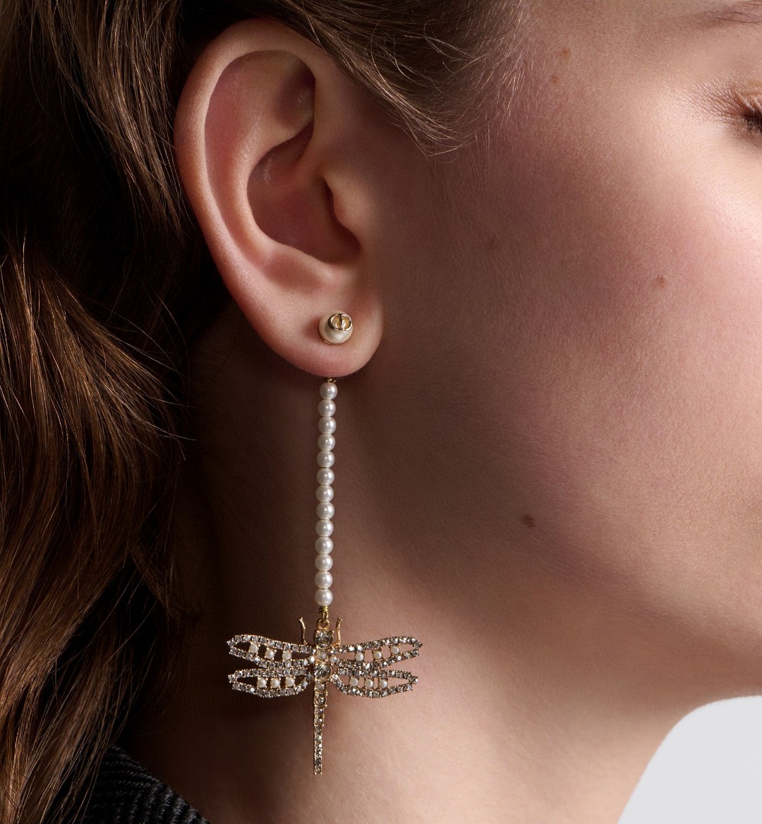 Dior Dragonfly Double Bead Earrings