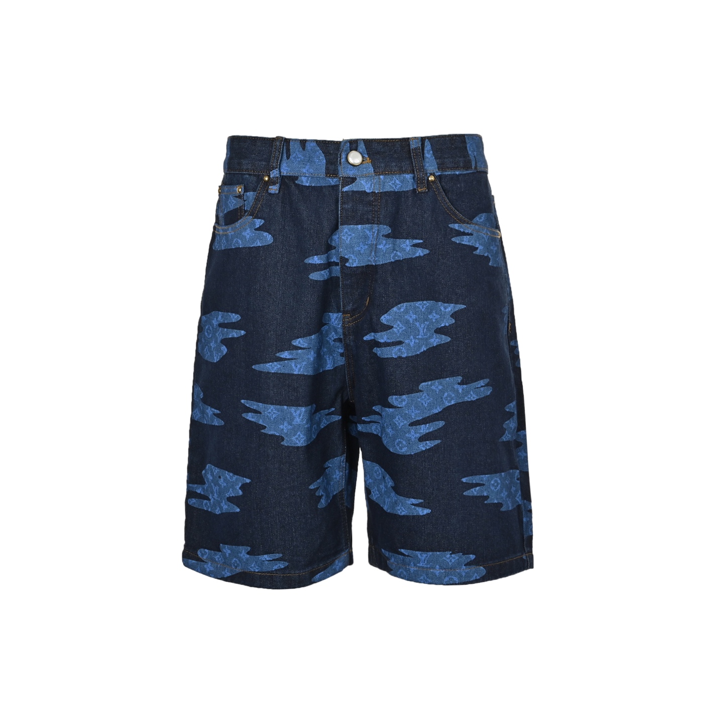 Louis Vuitton 25ss blue sky and white clouds print denim shorts