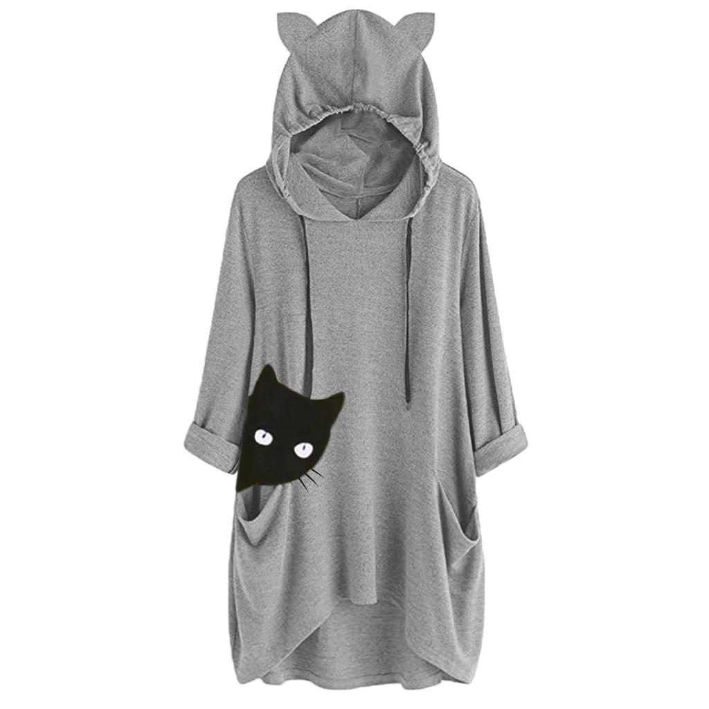 Bluza z długim rękawem z kapturem Top damski