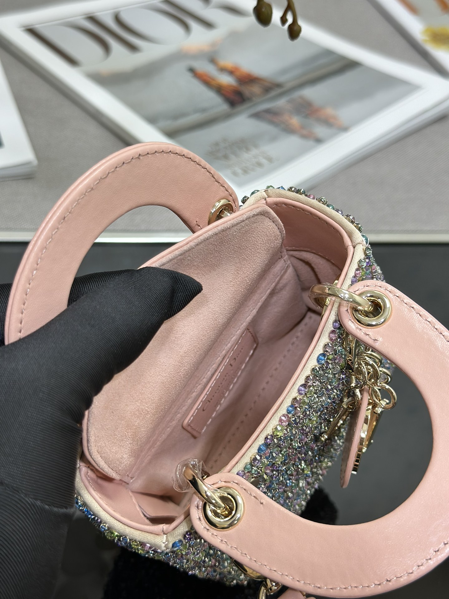Dior Super Mini Embroidered Colorful Beads Diamond Princess Diana Bag S0856