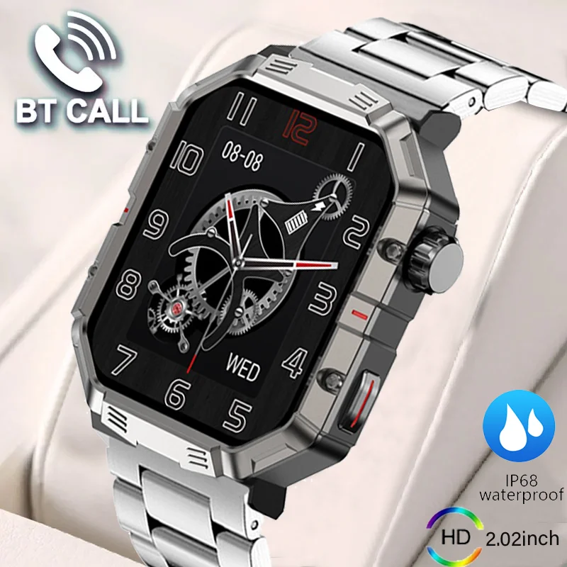 New Men's 2.02inch Outdoor Sports Smartwatch HD Bluetooth Talk Multi-Sport Mode Waterproof Men's Smartwatch for Android iOS+ box