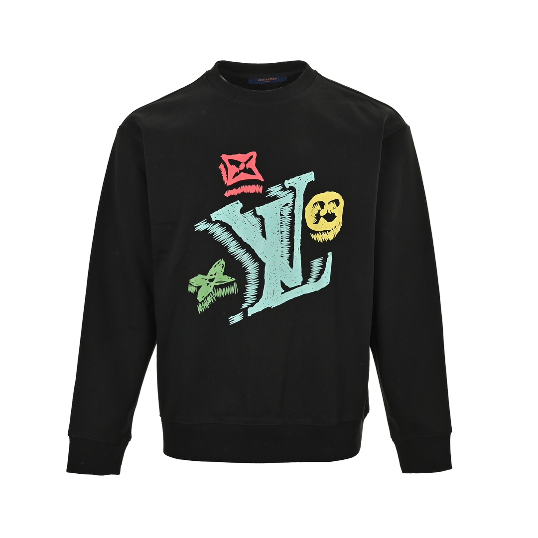 Louis Vuitton 24Fw monogram graffiti print crew neck sweatshirt