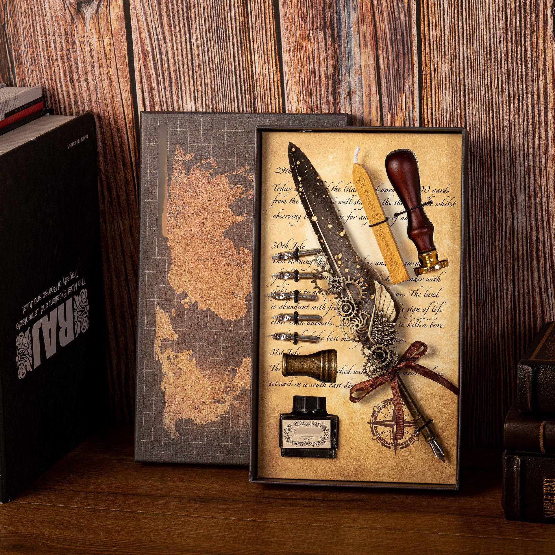 🎁Best Gift-Mechanical Gear Feather Fountain Pen Set