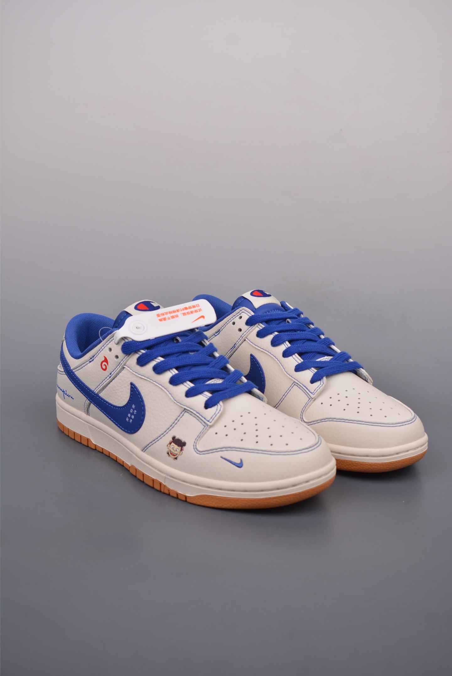 Champion x Nike SB Dunk Low Nezha joint sports shoes Beige Blue XX9923-023