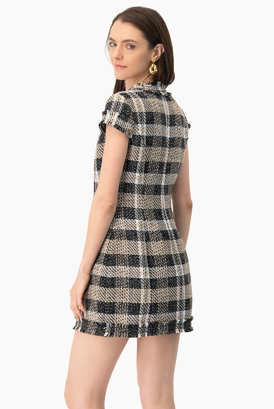 Vestido corto tejido cuello redondo