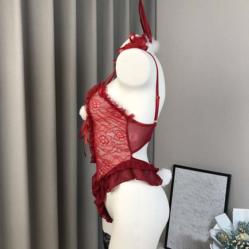 Cosplay Bunny Sexy Lace Jumpsuit Lingerie With Stockings
