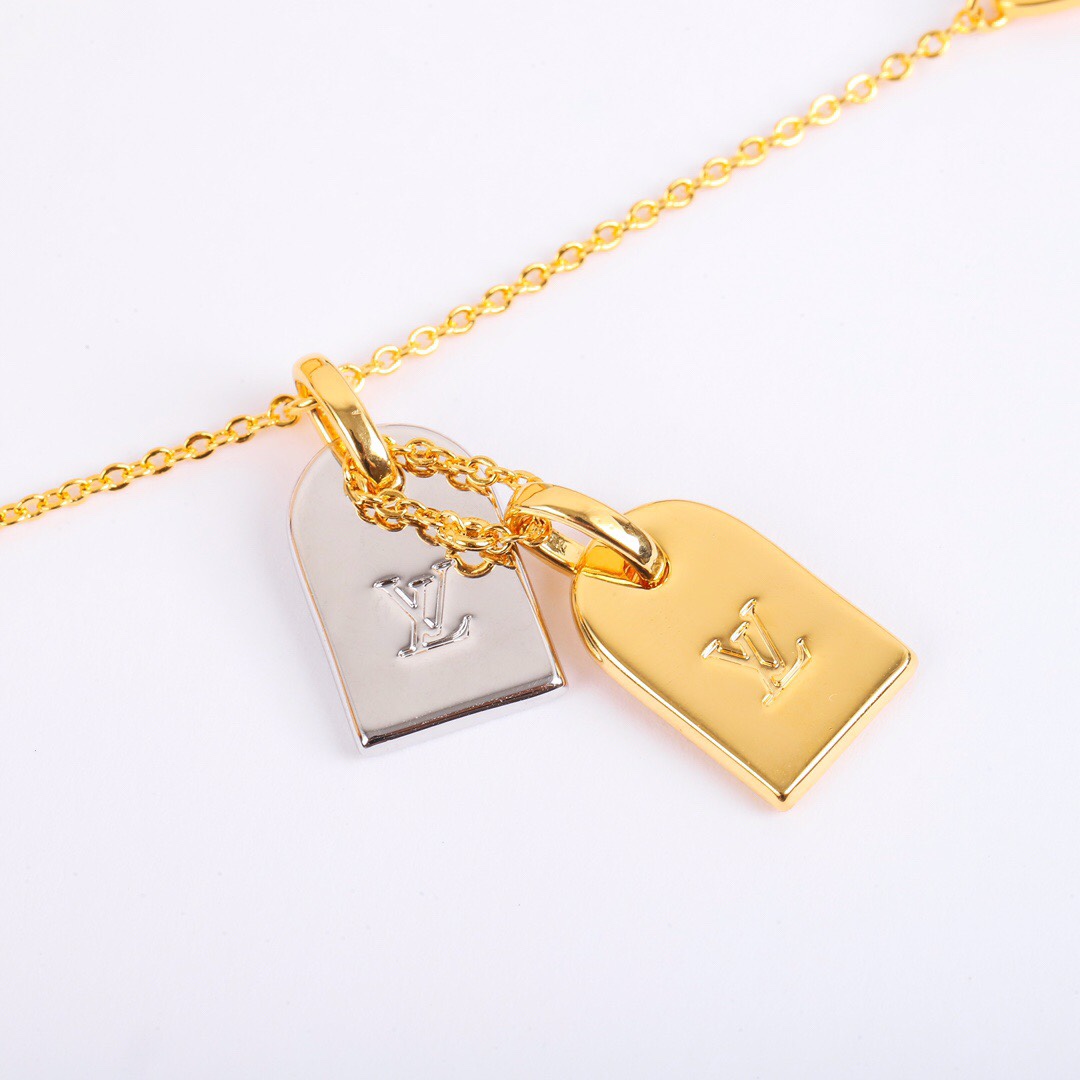 Louis Vuitton Nanogram Two-tone Logo Tag Necklace
