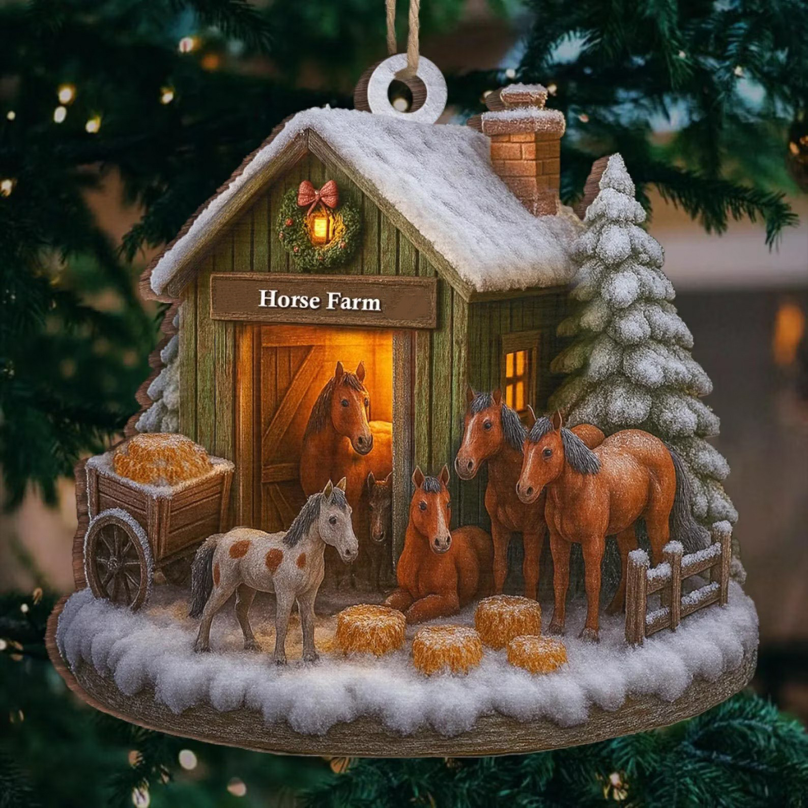 Cozy Farm Cottage Christmas Ornament