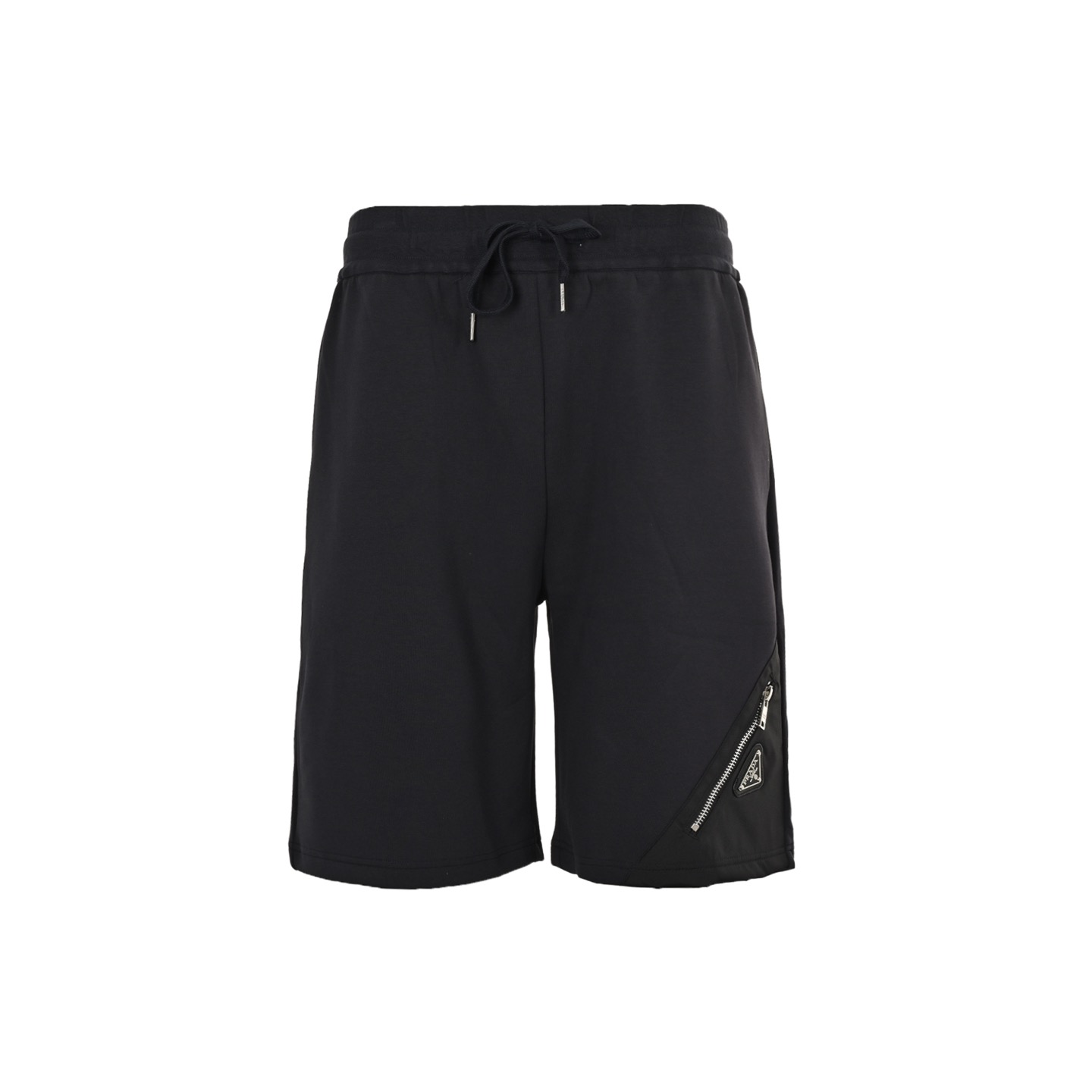 Prada 25ss triangle hem nylon patchwork pocket shorts