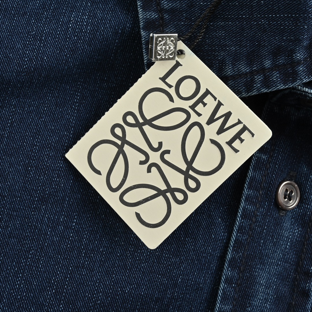 Loewe 24Fw denim shirt jacket with elbow embroidered logo