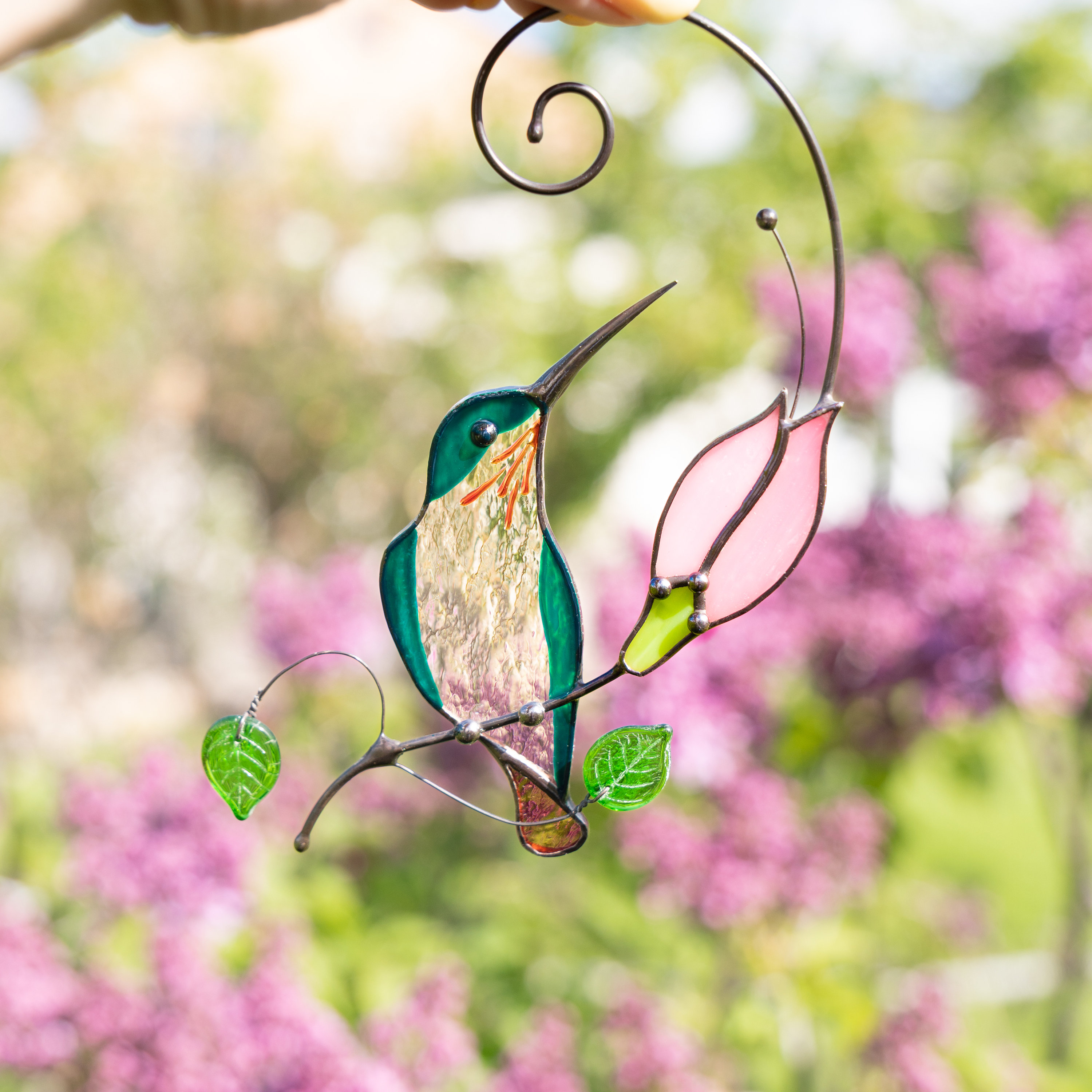 Stained glass hummingbird window hangings decor