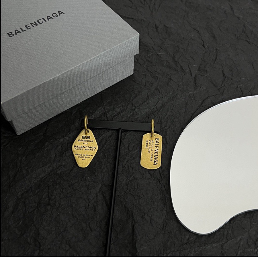 Balenciaga Engraved Nameplate Earrings