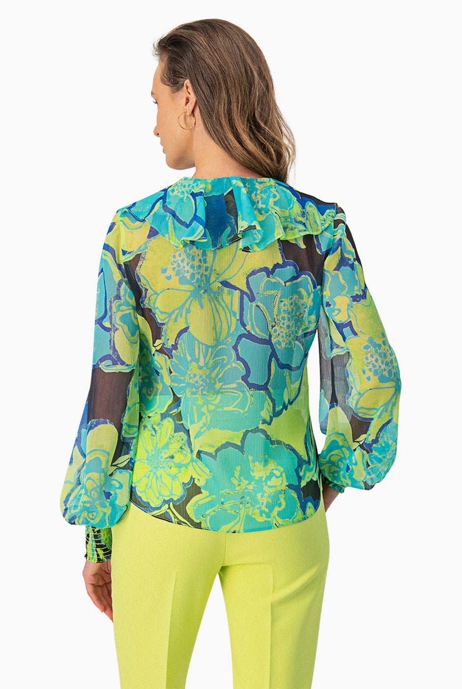 Blusa estampada manga larga con puño