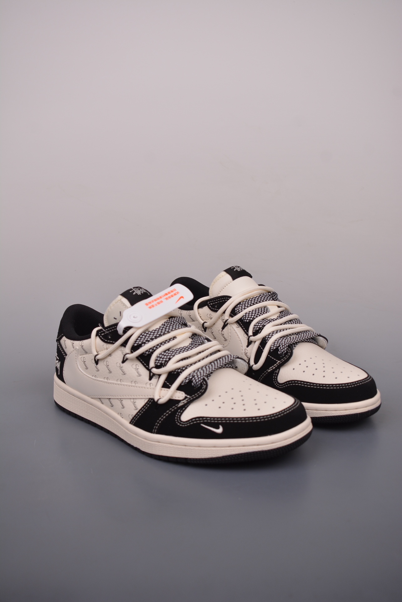 Stussy x Travis Scott x Nike Air Jordan 1 Low OG SP Black Beige White SJ0086-131