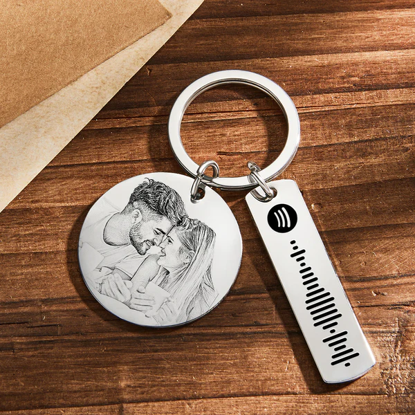 Custom Photo Calendar Spotify Keychain - Personalized Aluminum Keychain