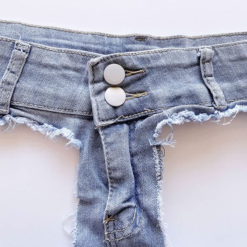 Sexy Hollow Out Pleated Denim Skirt Lingerie