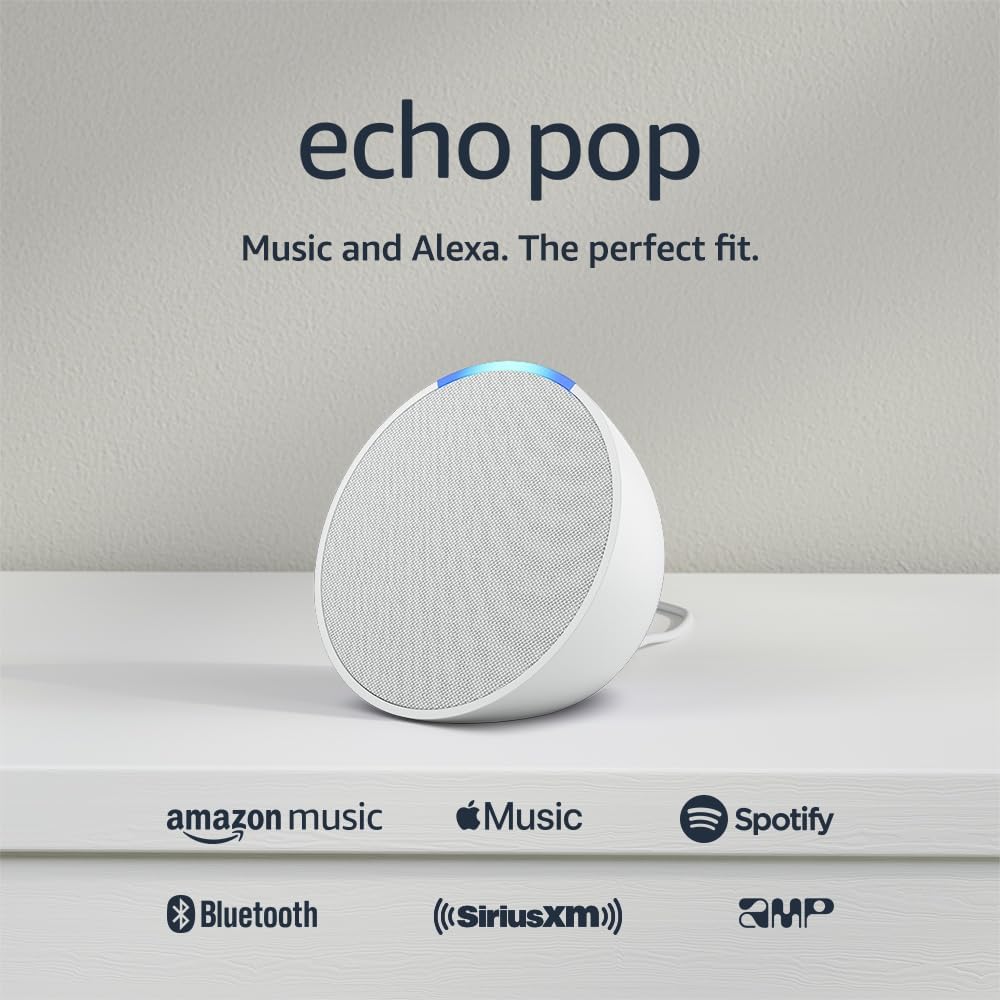 Amazon Echo Pop | Full sound compact smart speaker with Alexa | Charcoal