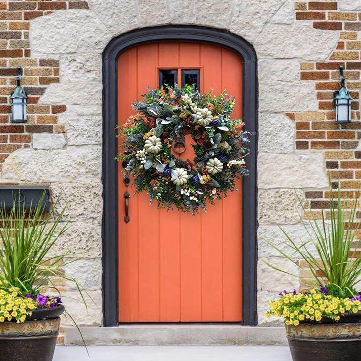 Autumn sale🎃White Pumpkins Ranunculus Wreath (48% discount)