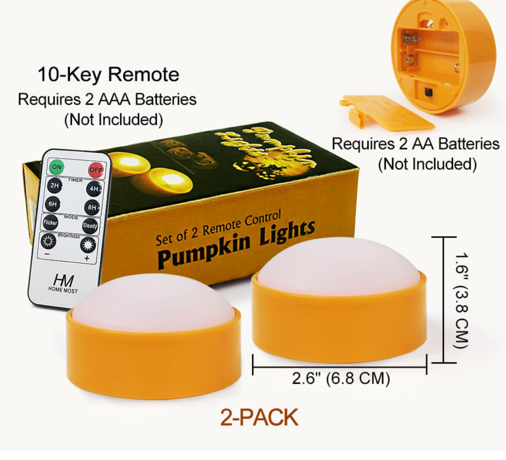💥ON SALE💥2-Pack Orange LED Pumpkin Lights with Timer & Remote 🎃 🧡