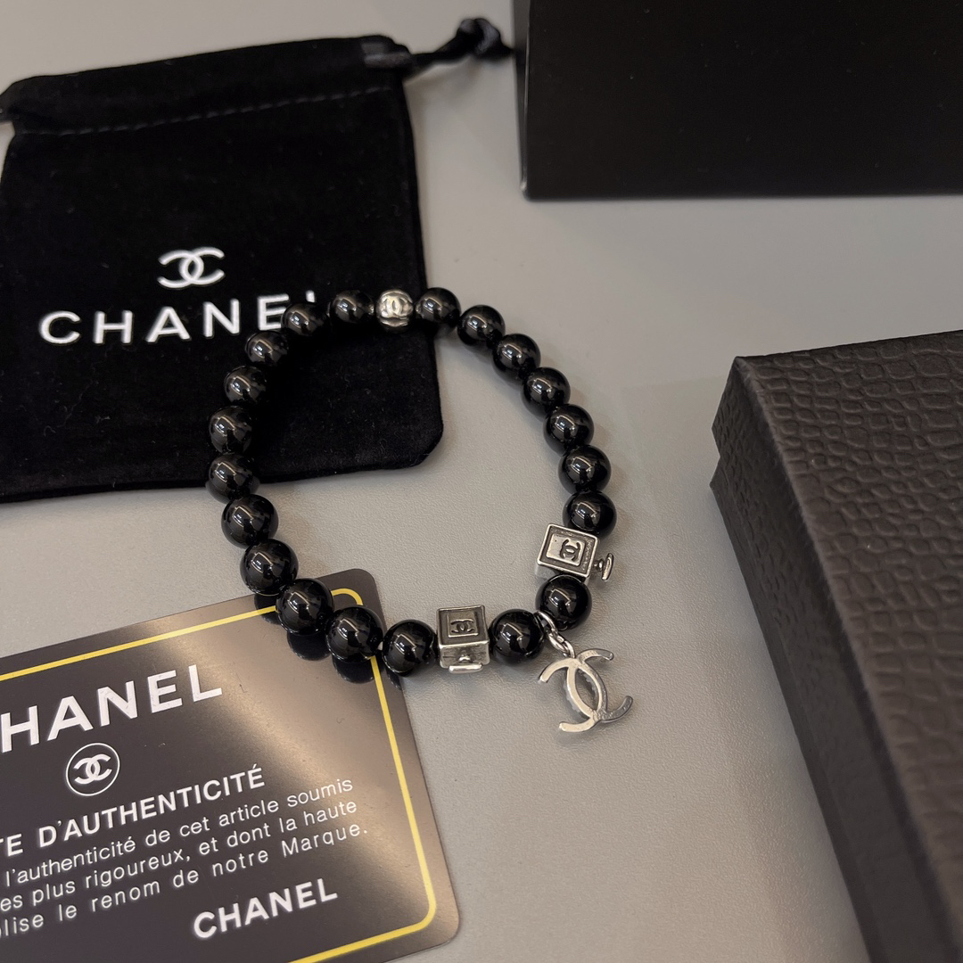 Chanel obsidian distressed bracelet