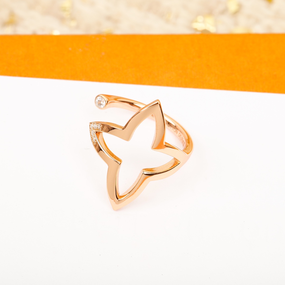 Louis Vuitton monogram pointed flower open ring