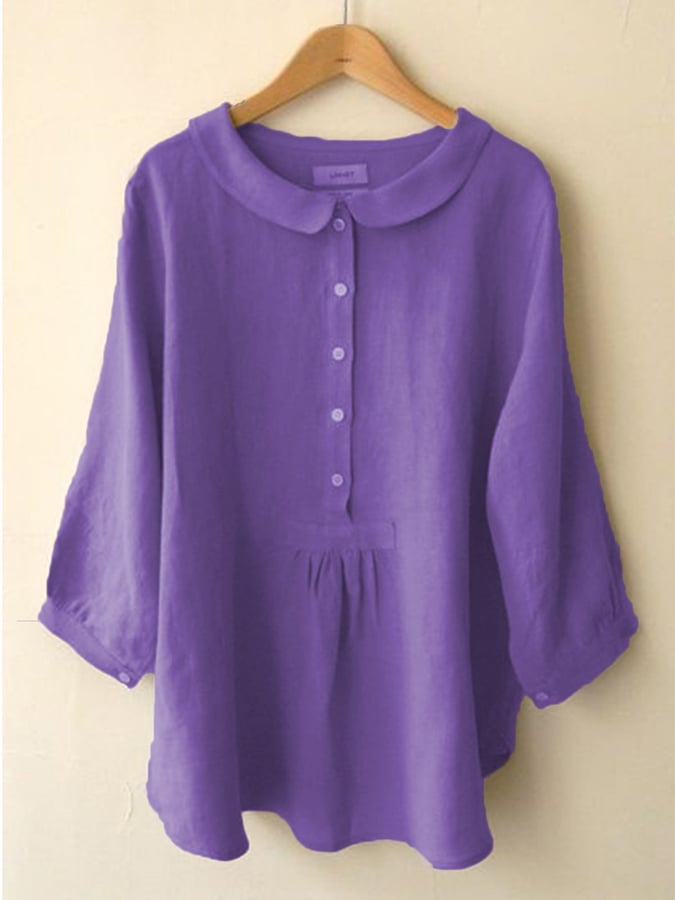 Women's Solid Color Lapel Loose Casual Shirt