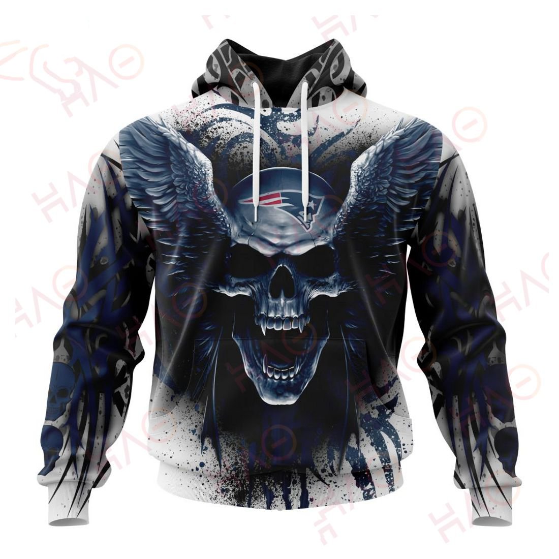 NEW ENGLAND PATRIOTS 3D HOODIE SKULL ART